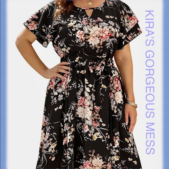 🌹🖤BNWT PLUS SIZE KEYHOLE DRESS🖤🌹 - Picture 1 of 3